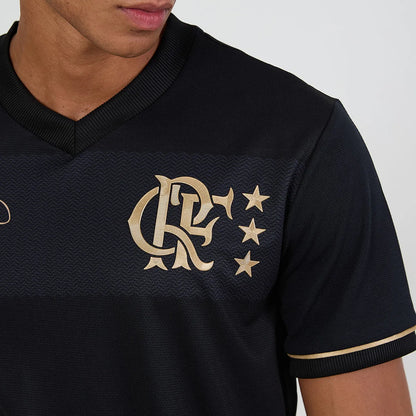 Camisa Flamengo Zico 1981 Preto e Ouro Retrô Masculina - Zico #10